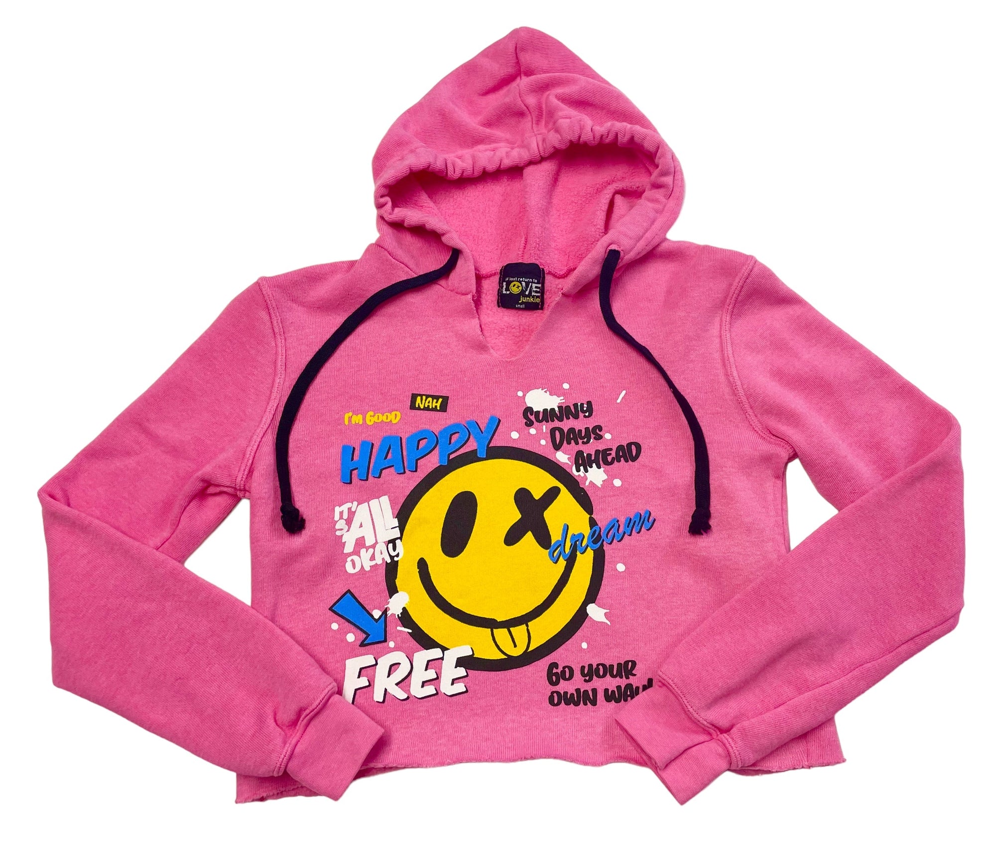 Love Junkie Happy Days Hooded Sweatshirt- Pink - Everything But The PrincessLove Junkie