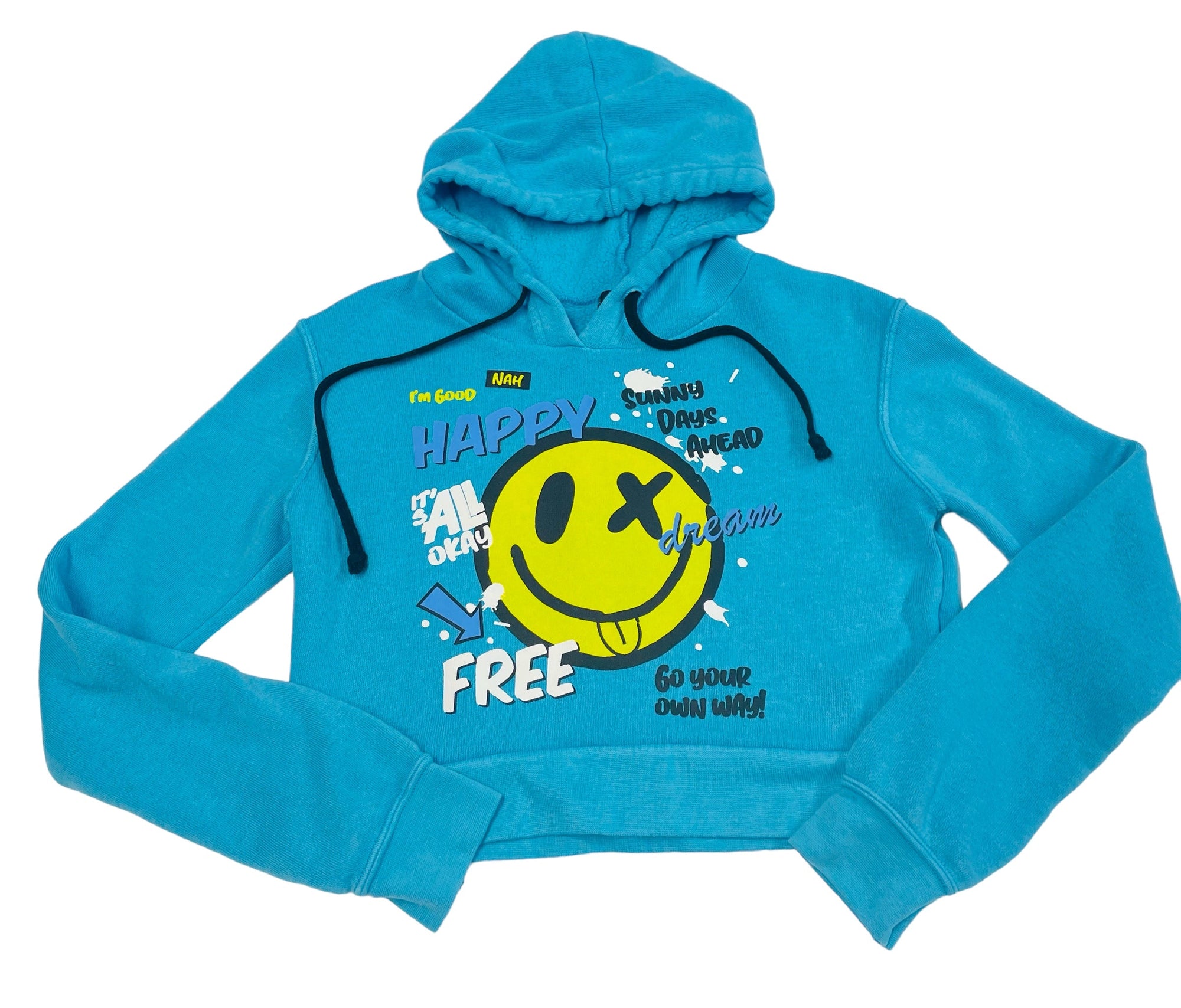 Love Junkie Happy Days Hooded Sweatshirt- Turquoise - Everything But The PrincessLove Junkie