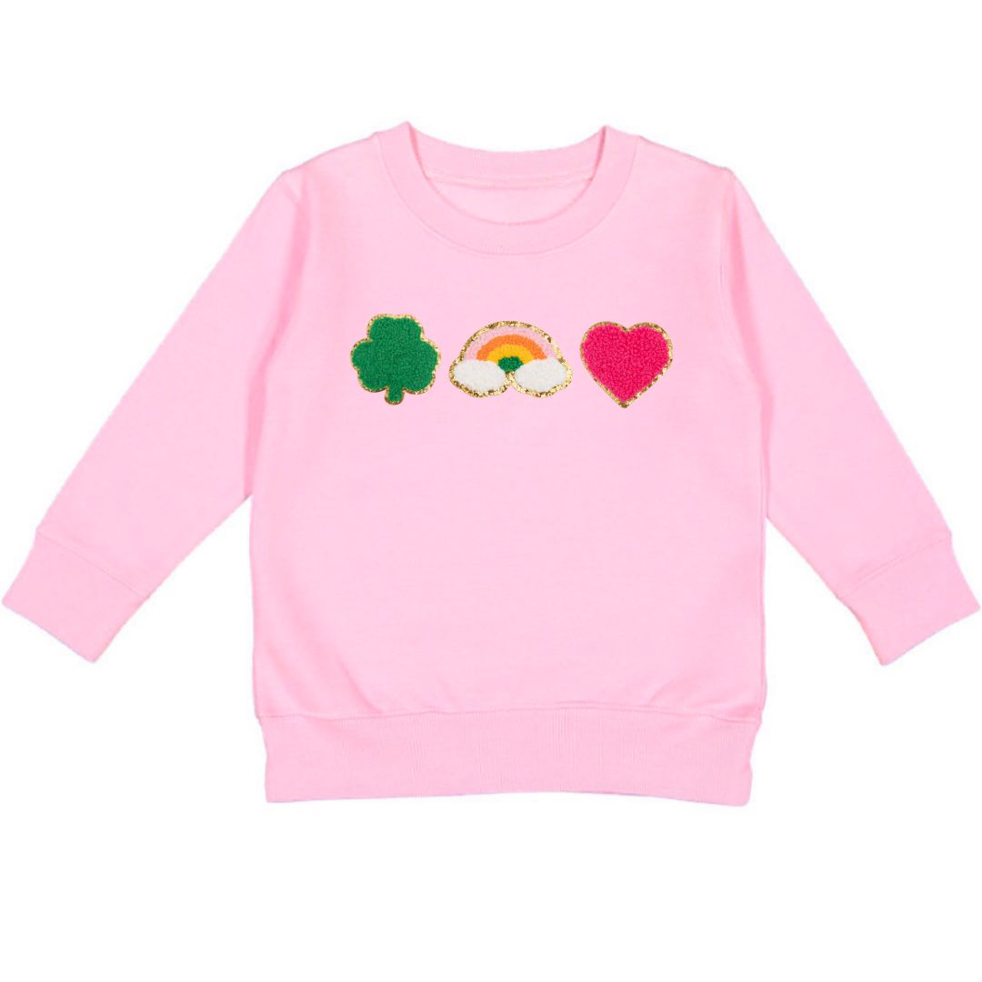 Sweet Wink Lucky Treats Patch St. Patrick&#39;s Day Sweatshirt - Pink