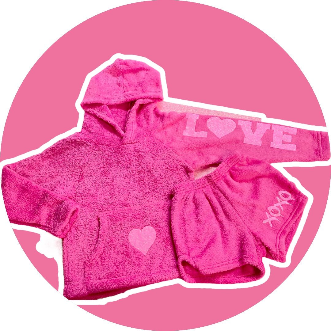 Made With Love &amp; Kisses XOXO Fleece Short - Fuchsia - Everything But The Princessmade with love &amp; kisses