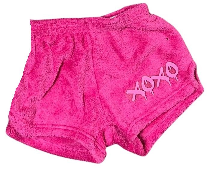 Made With Love &amp; Kisses XOXO Fleece Short - Fuchsia - Everything But The Princessmade with love &amp; kisses