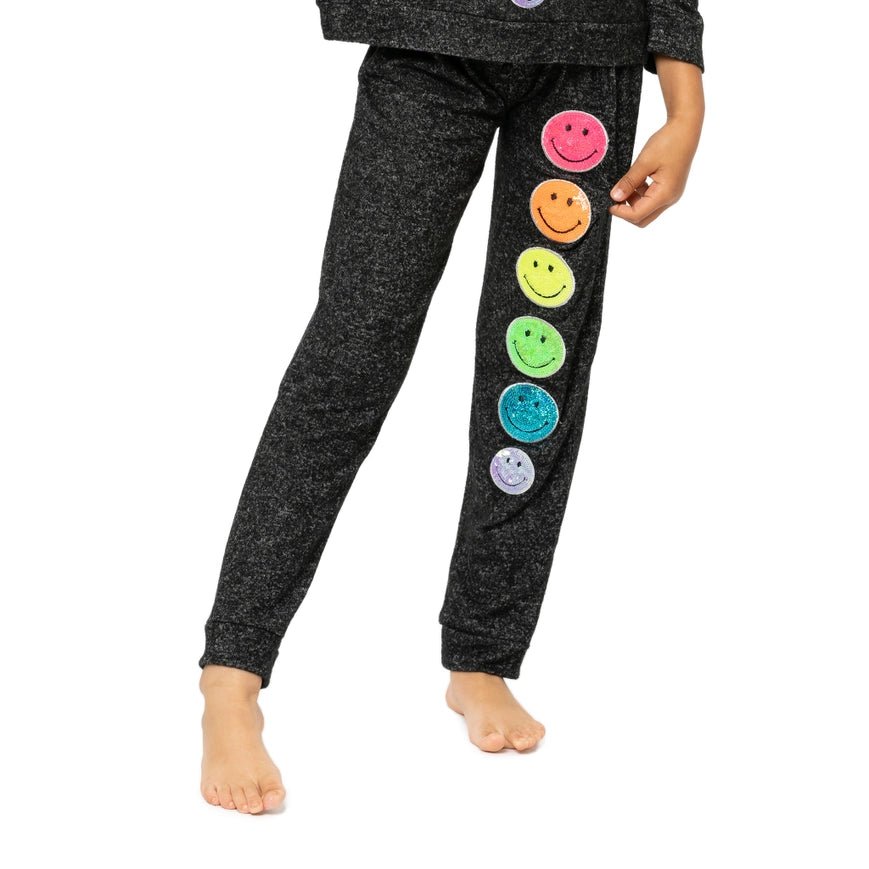 Malibu Sugar Hacci Sweatpant With Sequin Smileys ( 4-6X) - Everything But The PrincessMalibu Sugar