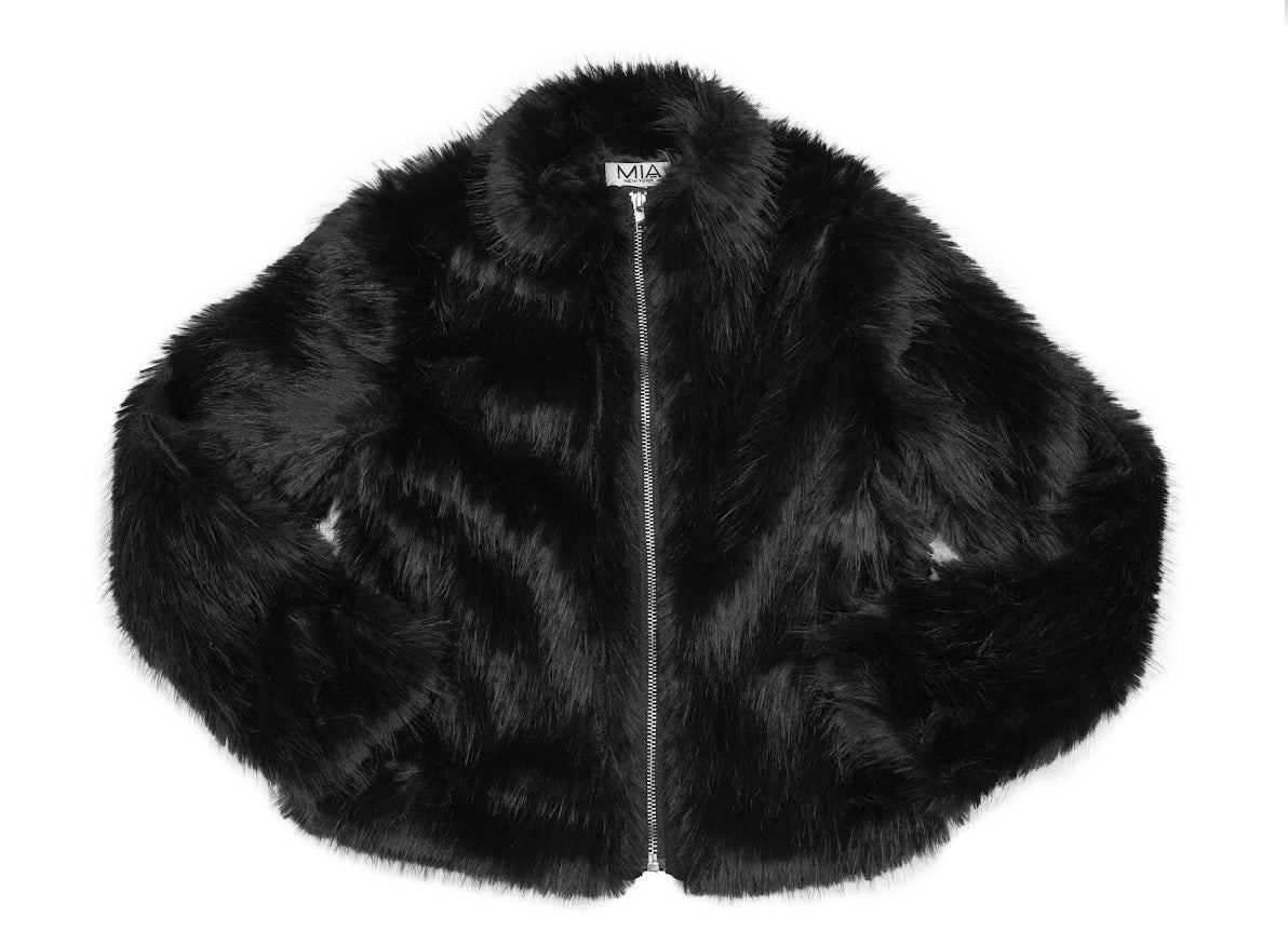 Mia New York Black Faux Fur Coat