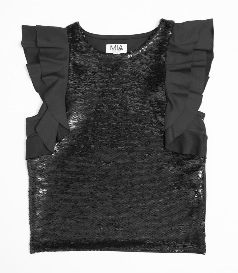 Mia New York Black Sequin Flutter Top - Everything But The PrincessMia New York