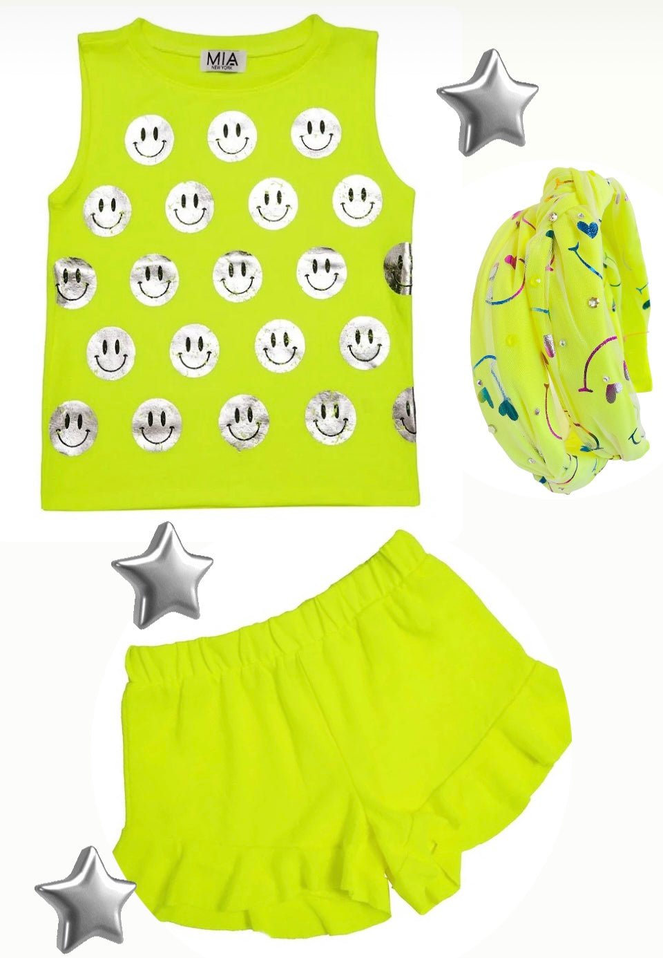 Mia New York Neon Yellow Hacci Ruffle Short - Everything But The PrincessMia New York