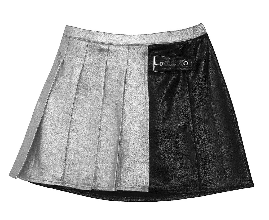 Mia New York Black &amp; Silver Pleated Skirt