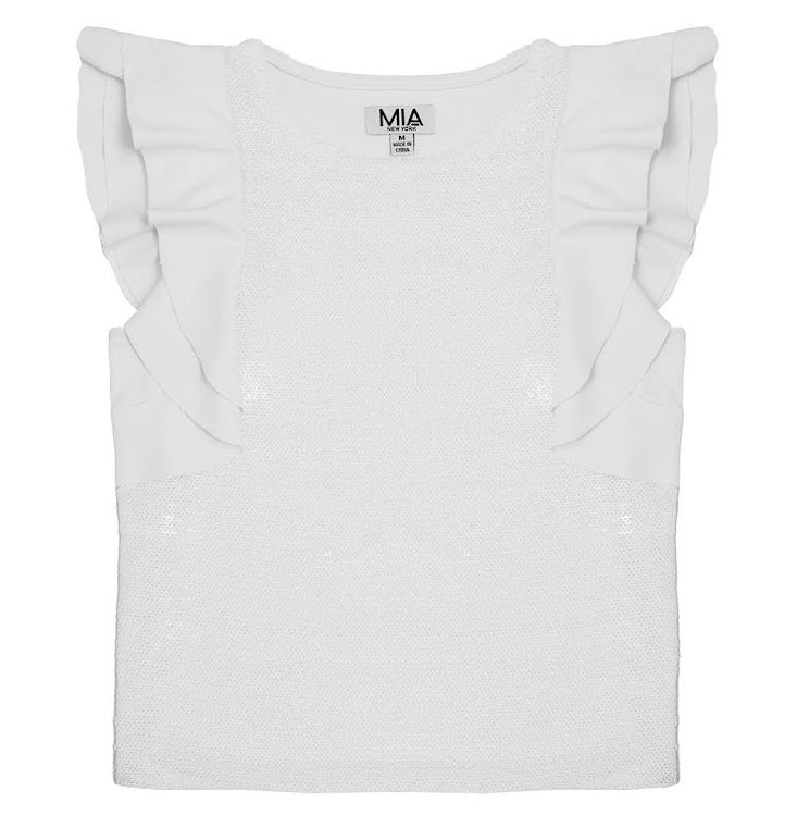 Mia New York White Sequin Flutter Top - Everything But The PrincessMia New York