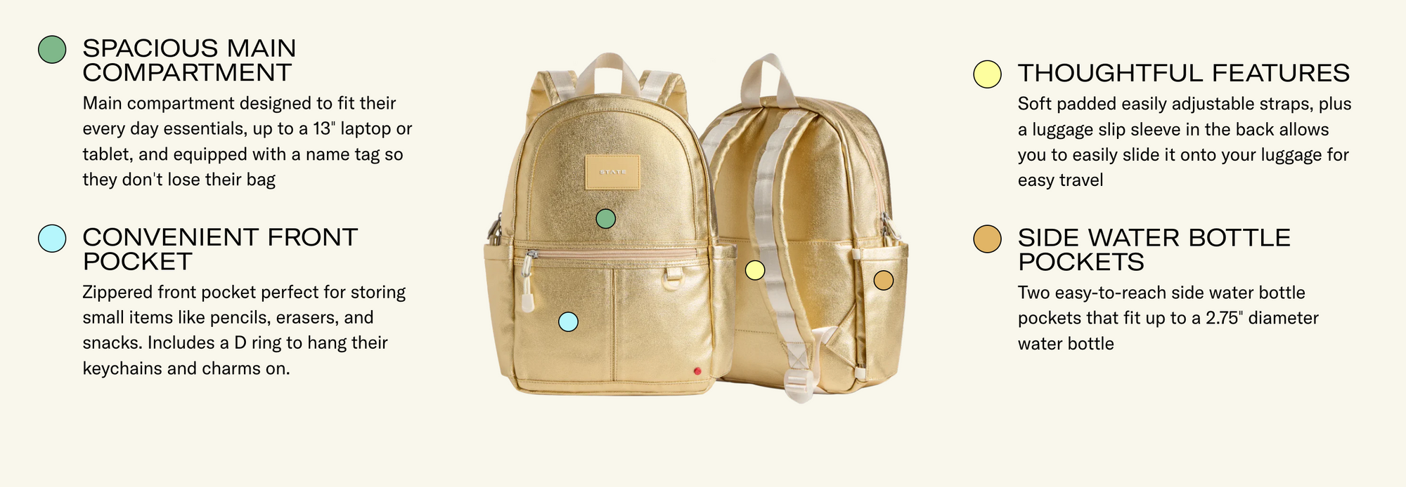 State Bags Kane Kids 14" Mini Backpack - Pink Metallic