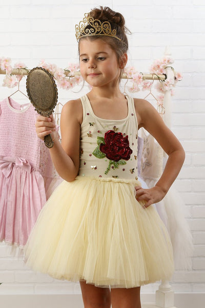 Ooh La La Couture Yellow Enchanted Rose Princess Tulle Dress for Girls 10