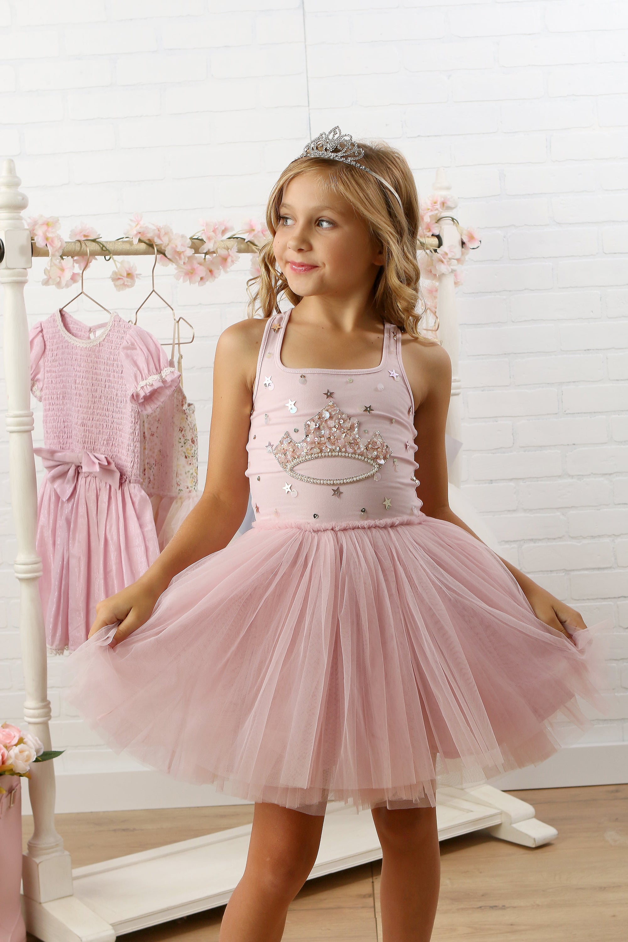 Ooh La La Couture Blush Pink Tiara Princess Tulle Dress for Girls 3T Ooh La La Couture Blush Pink Tiara Princess Tulle Dress for Girls 3T