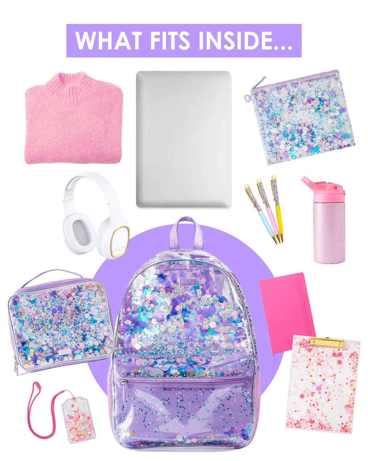 Packed Party Lavender Confetti 15” Backpack - Everything But The PrincessPacked Party