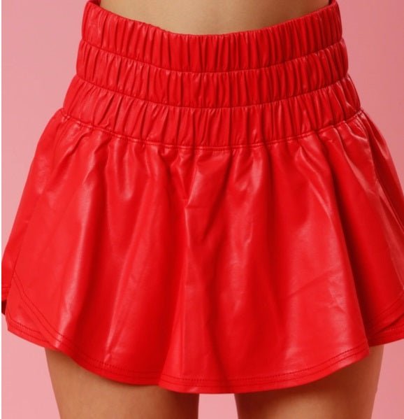 Peachy Pleather Sporty Skort - Red * Juniors* - Everything But The PrincessFaire