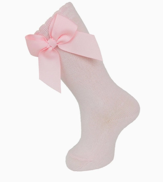 Carlomagno Bow Knee-Highs Socks - Soft Pink