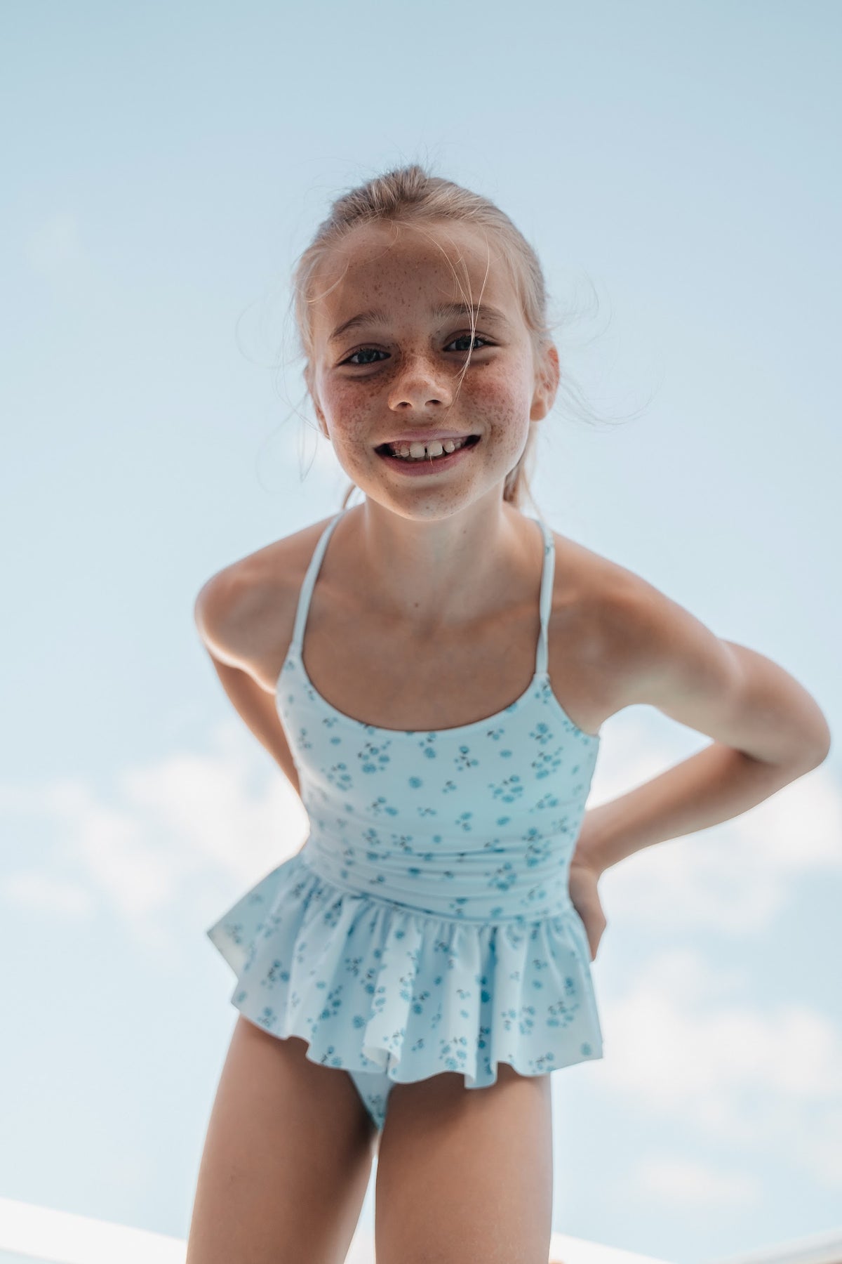 Piccoli Principi Thea Skirted 1pc Swimsuit - Blue Petals