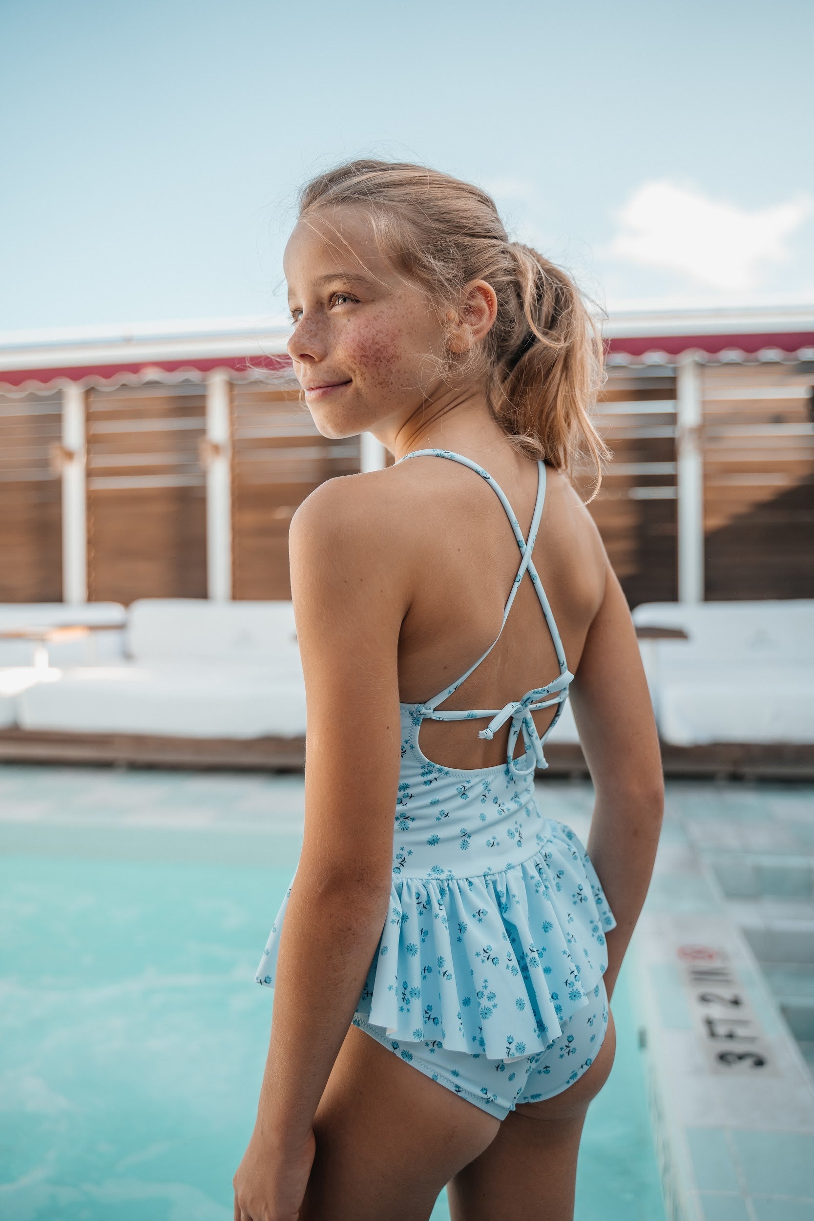 Piccoli Principi Thea Skirted 1pc Swimsuit - Blue Petals