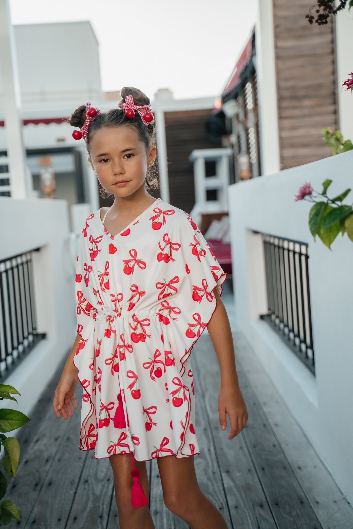 Piccoli Principi Cherries + Bows Swim CoverUp