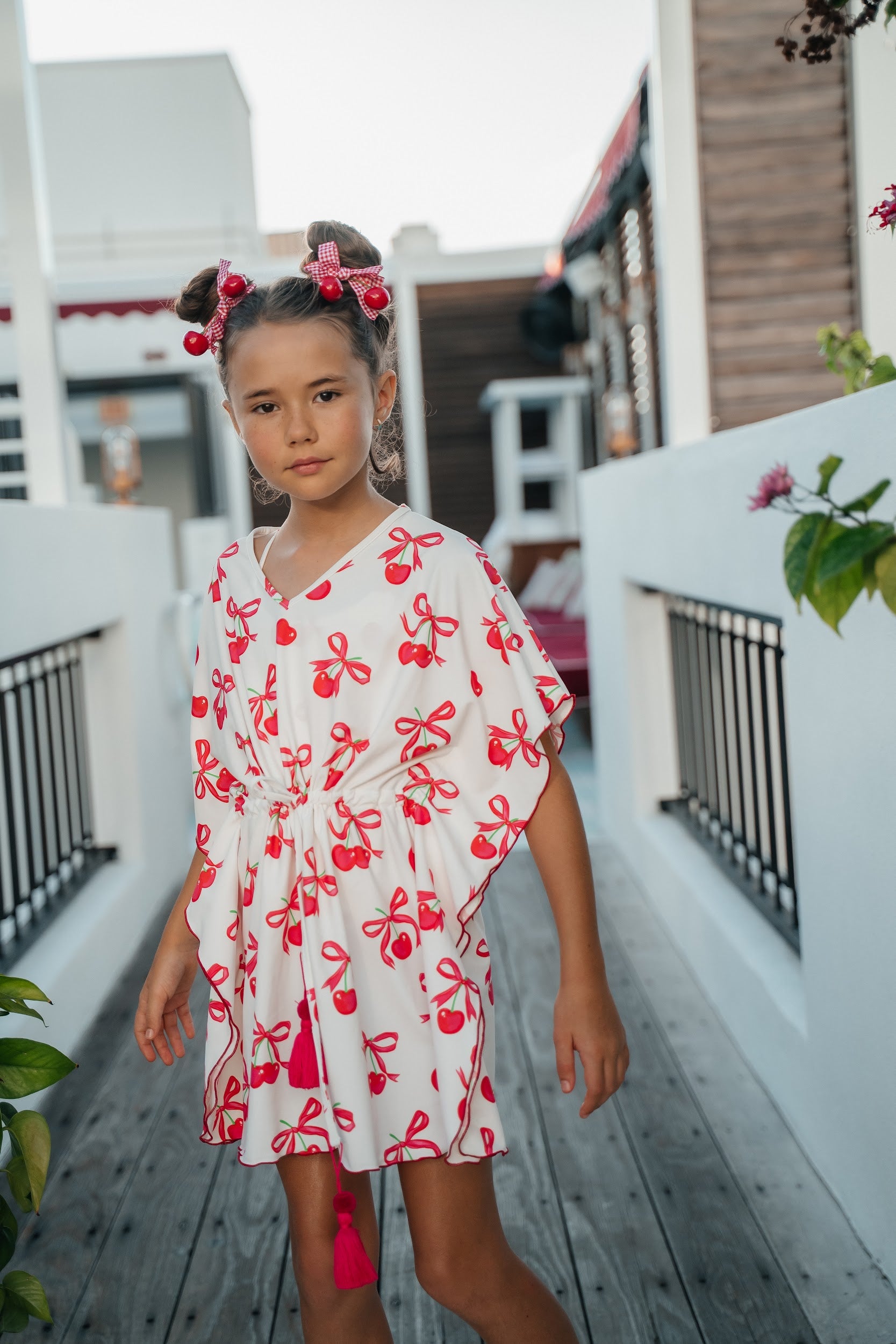 Piccoli Principi Cherries + Bows Swim CoverUp
