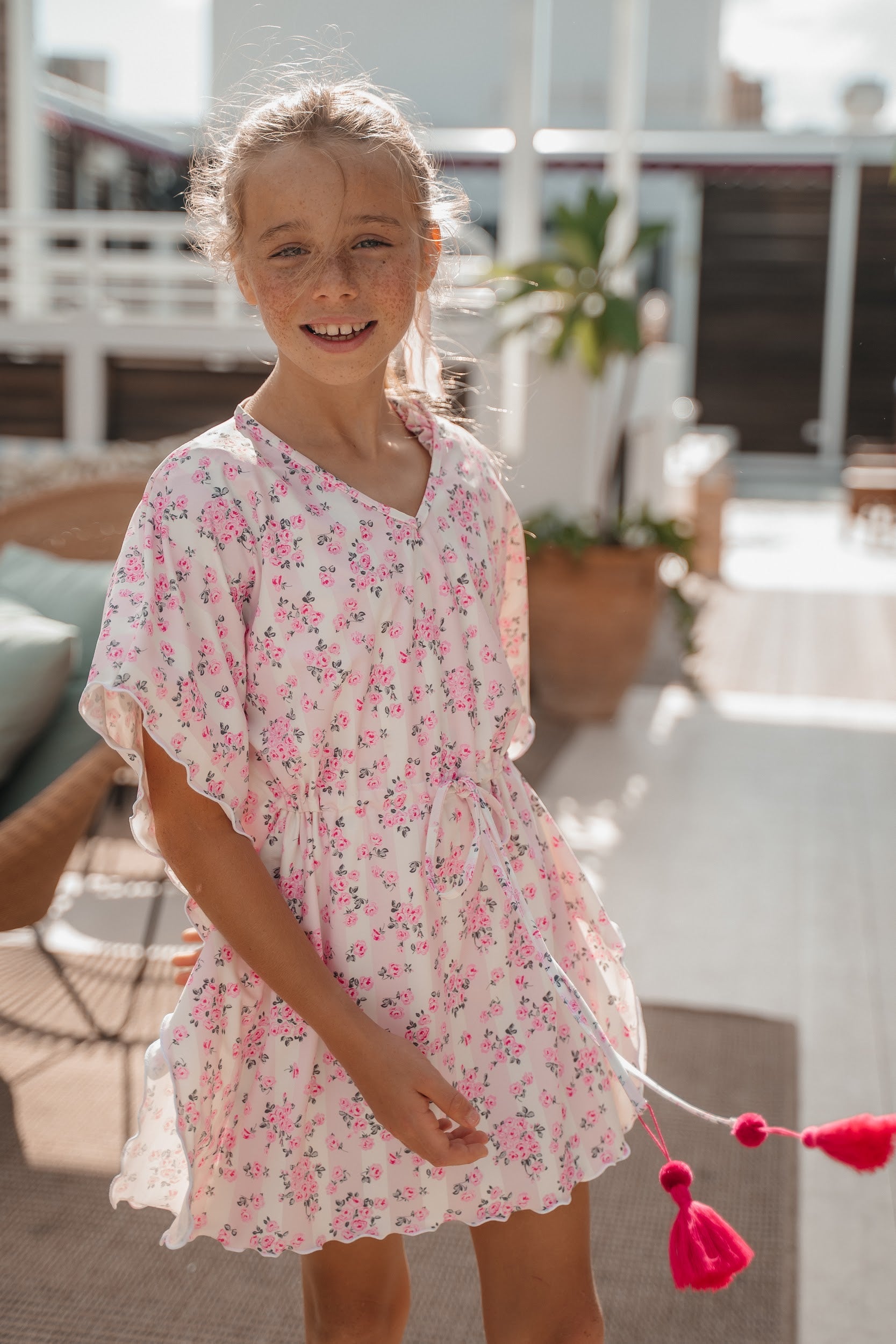 Piccoli Principi Lidia Roses + Stripes Swim CoverUp