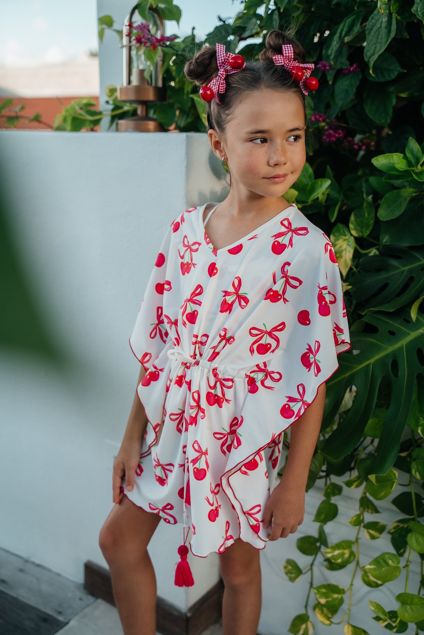 Piccoli Principi Cherries + Bows Swim CoverUp