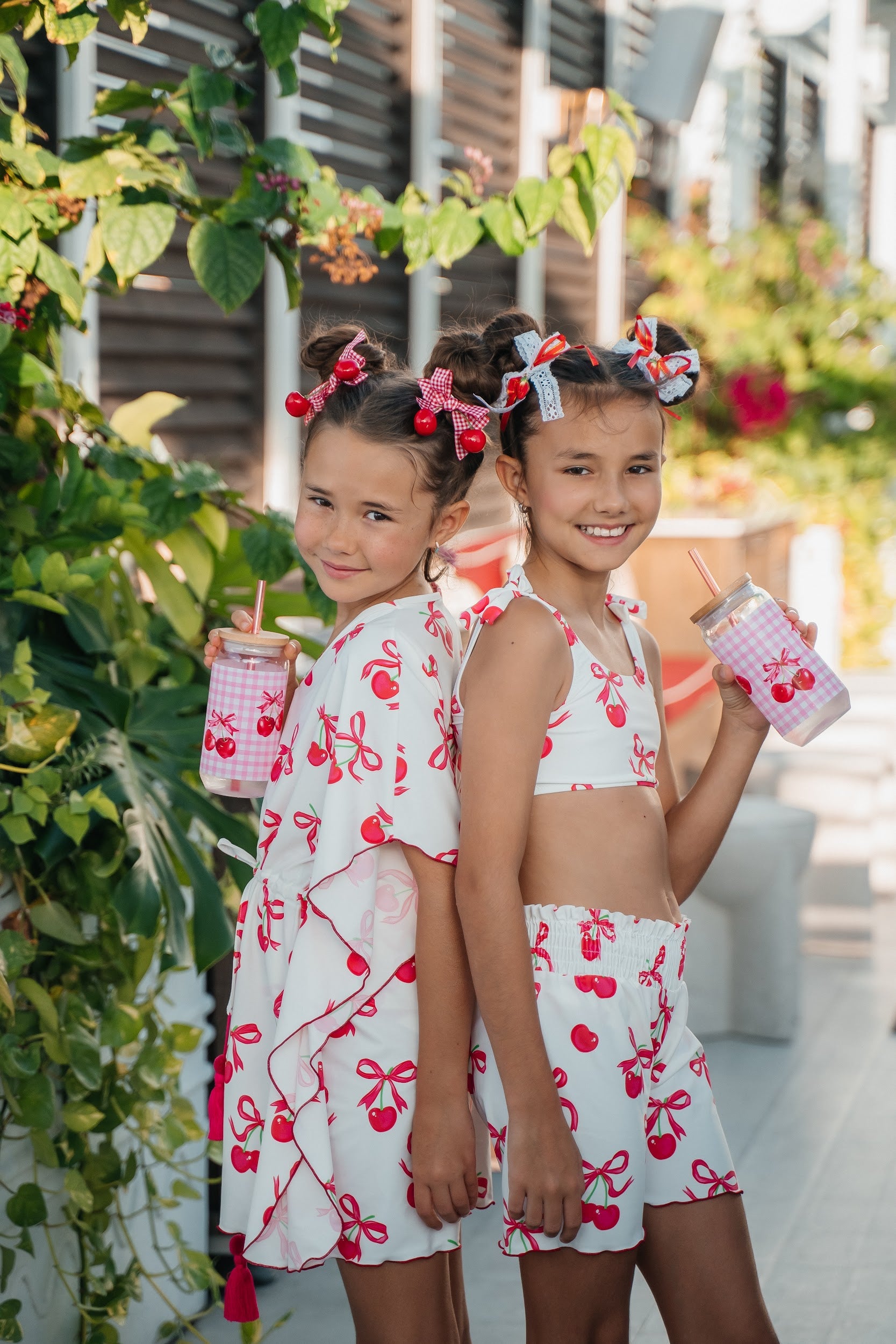 Piccoli Principi Cherries + Bows Swim CoverUp