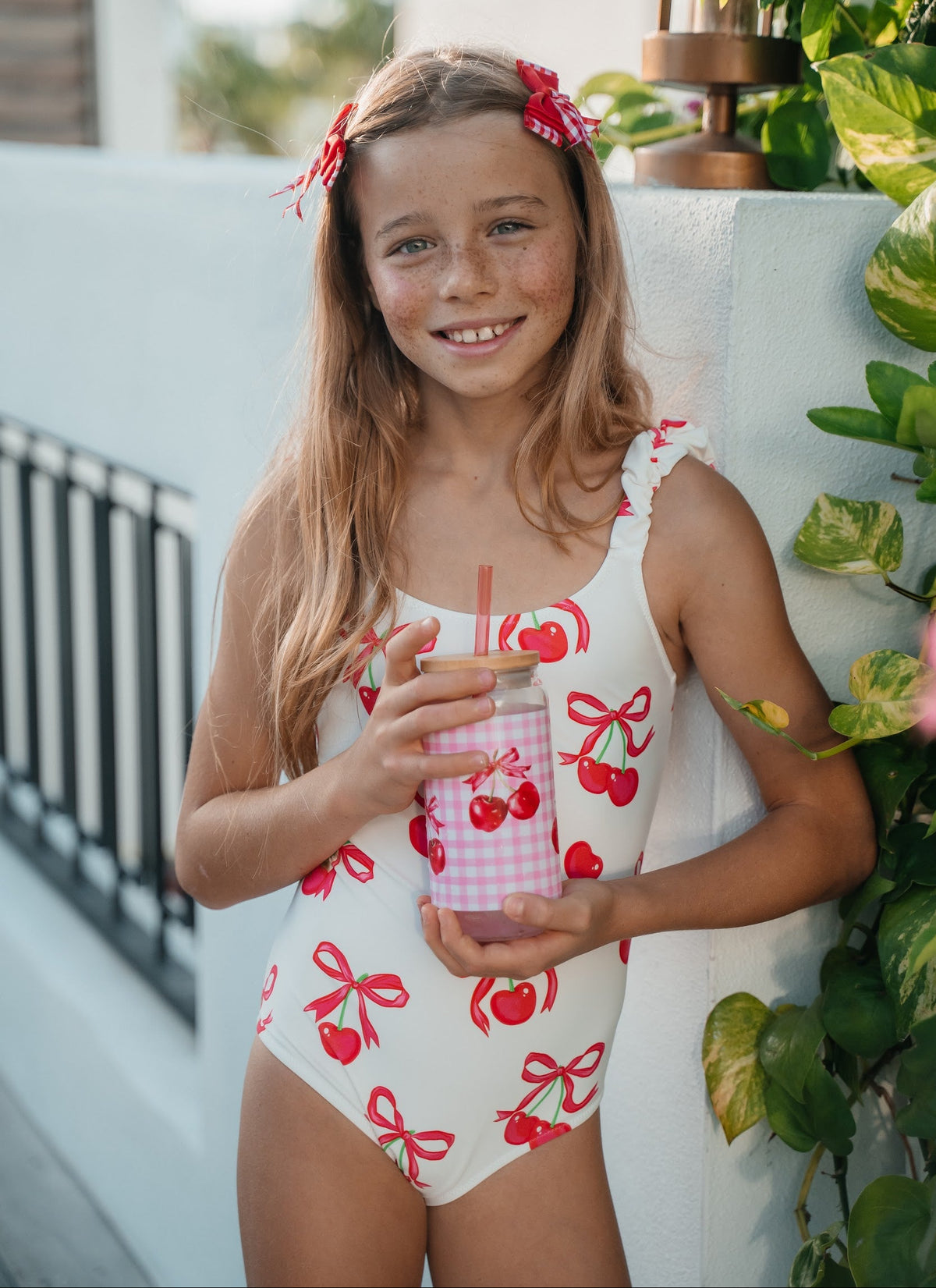 Piccoli Principi Australia 1pc Swimsuit - Cherries &amp; Bows