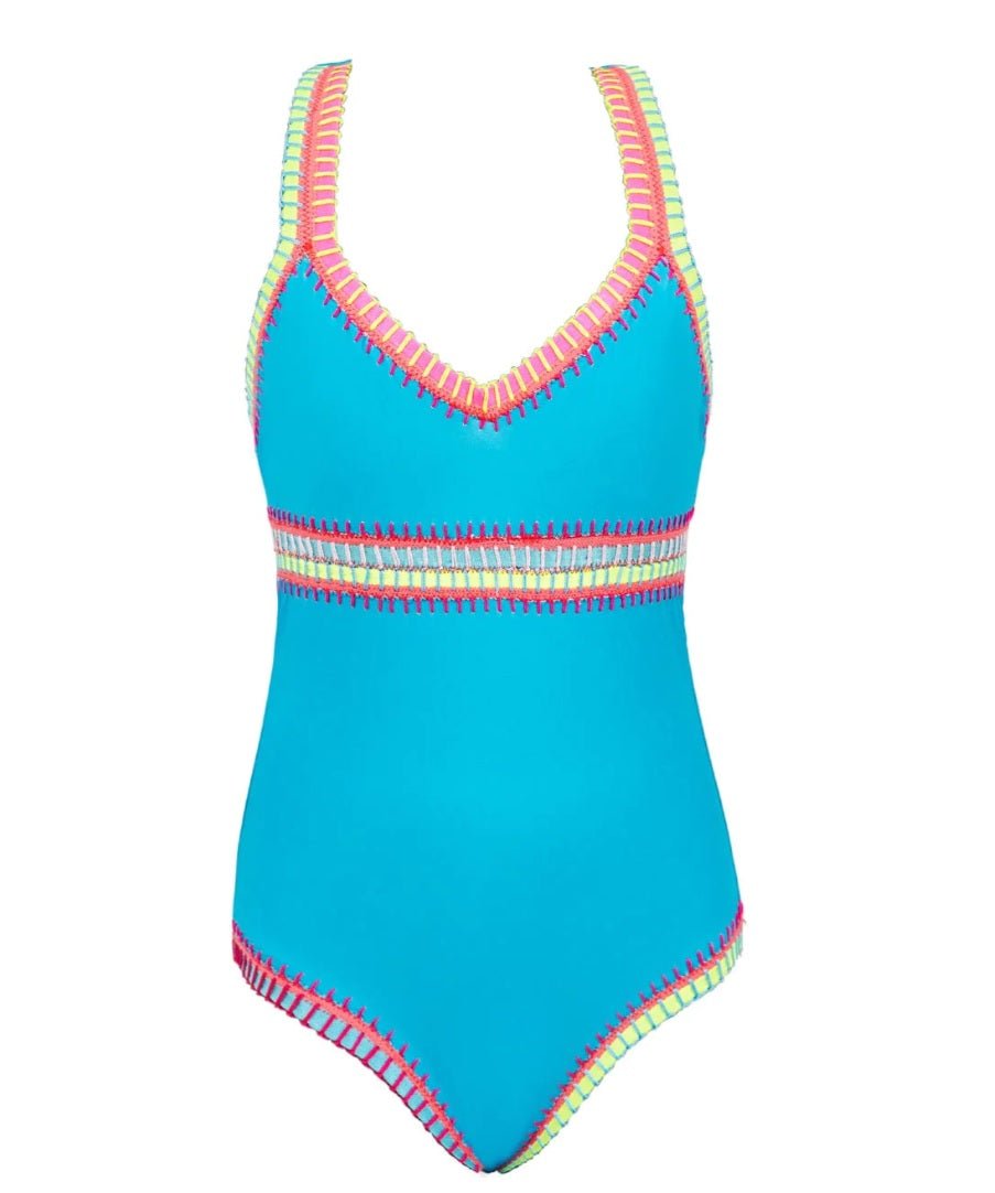 PQ Kids Turquoise Rainbow Embroidered One Piece - Everything But The PrincessPQ Swim