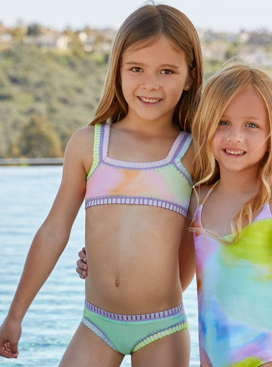 PQ Kids Sunrise Sporty Rainbow Embroidered Bikini