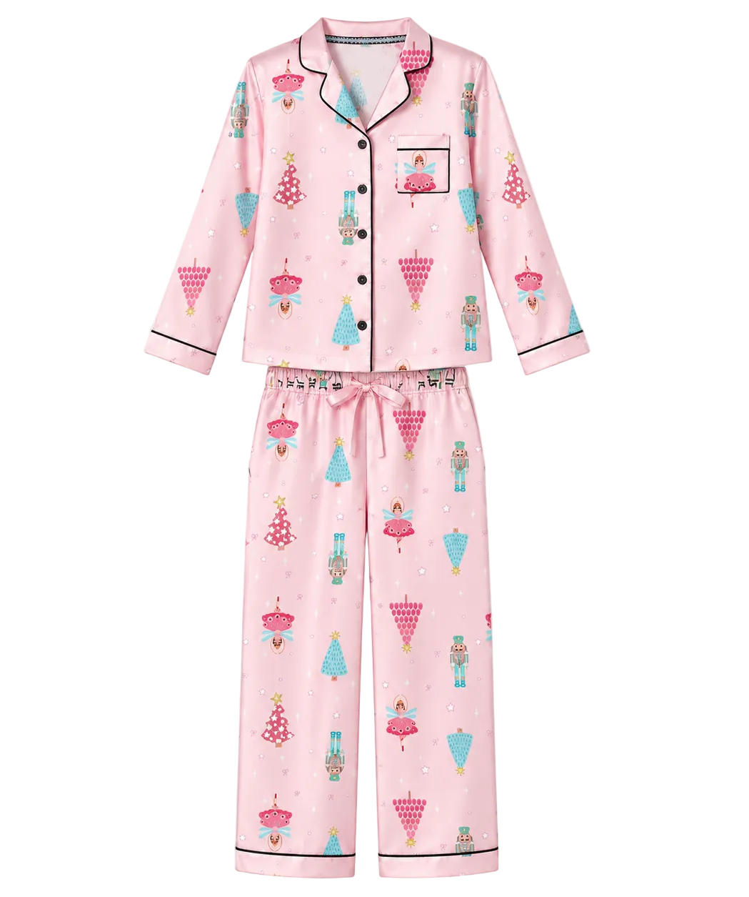 Preppy Goose girls pink satin nutcracker 2-piece lounge set
