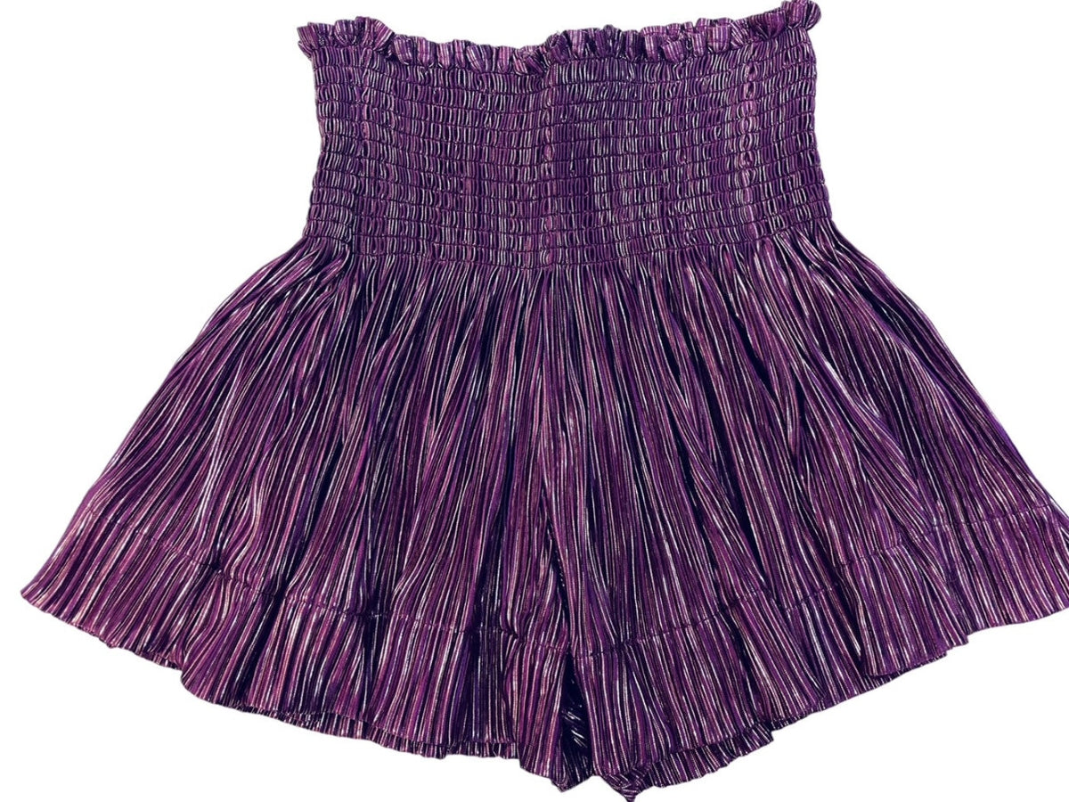 Queen Of Sparkles Kids Game Day Pleated Swing Shorts - Purple/Silver