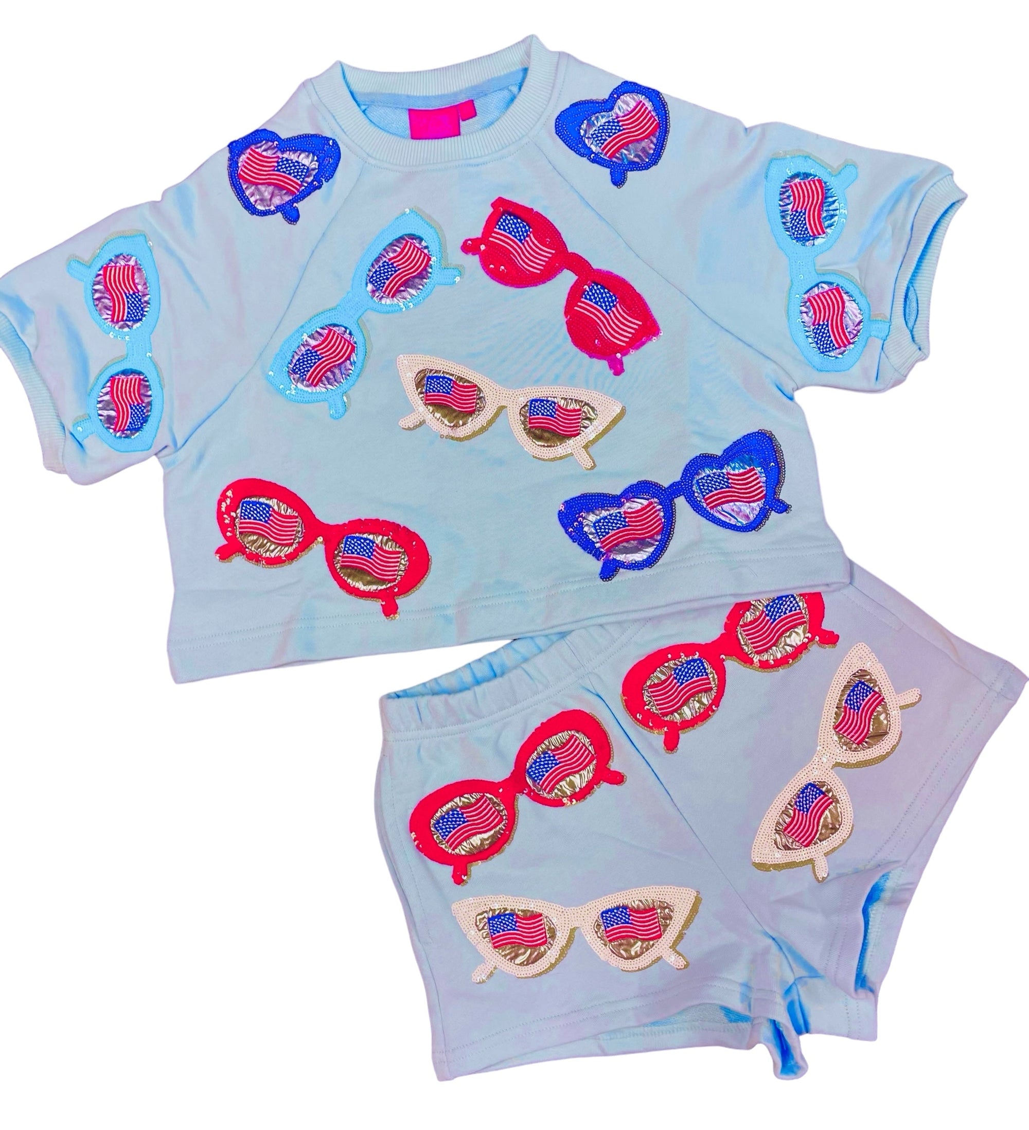 Queen Of Sparkles 2pc Born On The 4th Of July Sunglass Print Short Set - Everything But The PrincessQueen Of Sparkles