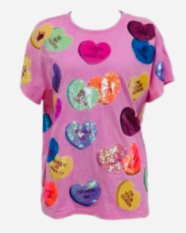 Queen Of Sparkles Candy Pink Heart Sequin Heart Tee - Everything But The PrincessQueen Of Sparkles