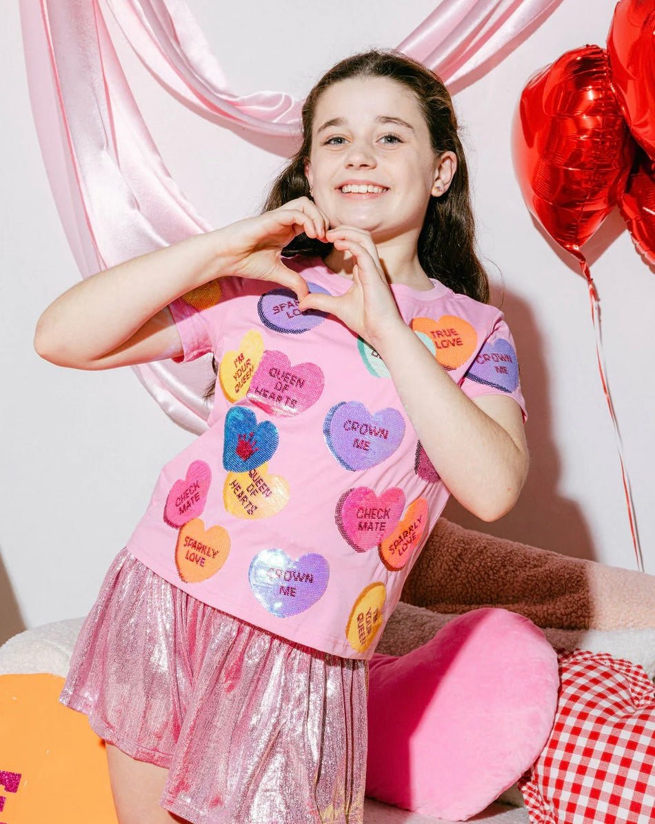 Queen Of Sparkles Candy Pink Heart Sequin Heart Tee - Everything But The PrincessQueen Of Sparkles