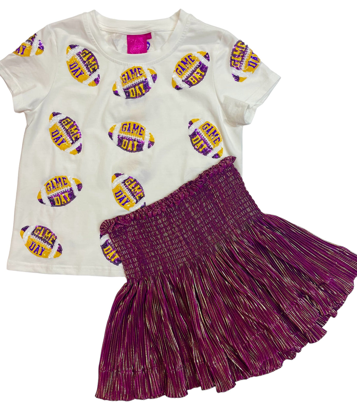 Queen Of Sparkles Kids Football Sequin Tee - Purple &amp; Gold - Everything But The PrincessQueen Of Sparkles