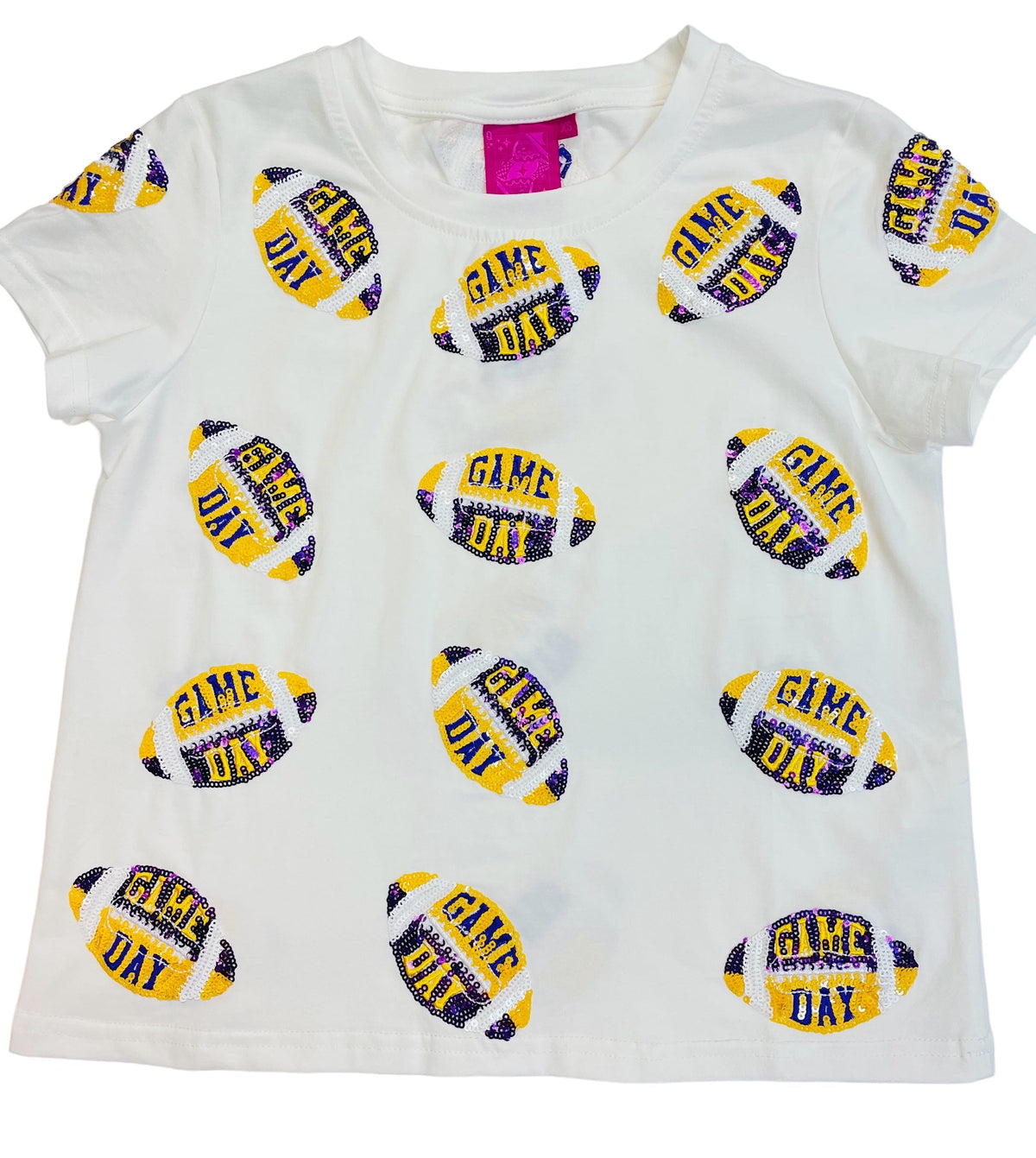 Queen Of Sparkles Kids Football Sequin Tee - Purple &amp; Gold - Everything But The PrincessQueen Of Sparkles