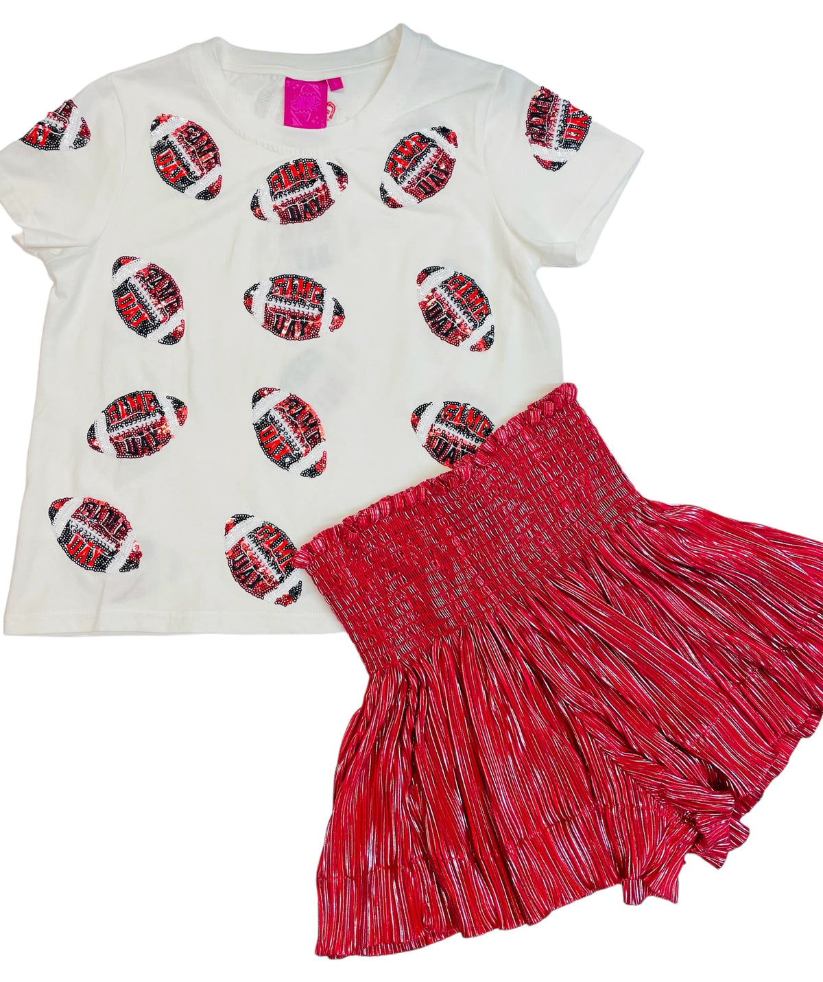 Queen Of Sparkles Kids Football Sequin Tee - Red &amp; Black - Everything But The PrincessQueen Of Sparkles