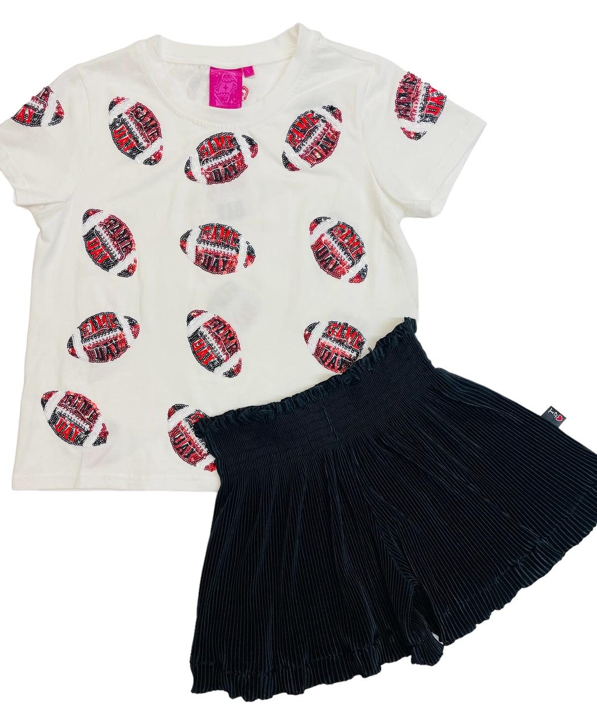 Queen Of Sparkles Kids Football Sequin Tee - Red &amp; Black - Everything But The PrincessQueen Of Sparkles