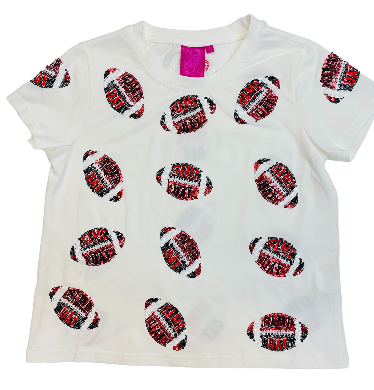 Queen Of Sparkles Kids Football Sequin Tee - Red &amp; Black - Everything But The PrincessQueen Of Sparkles