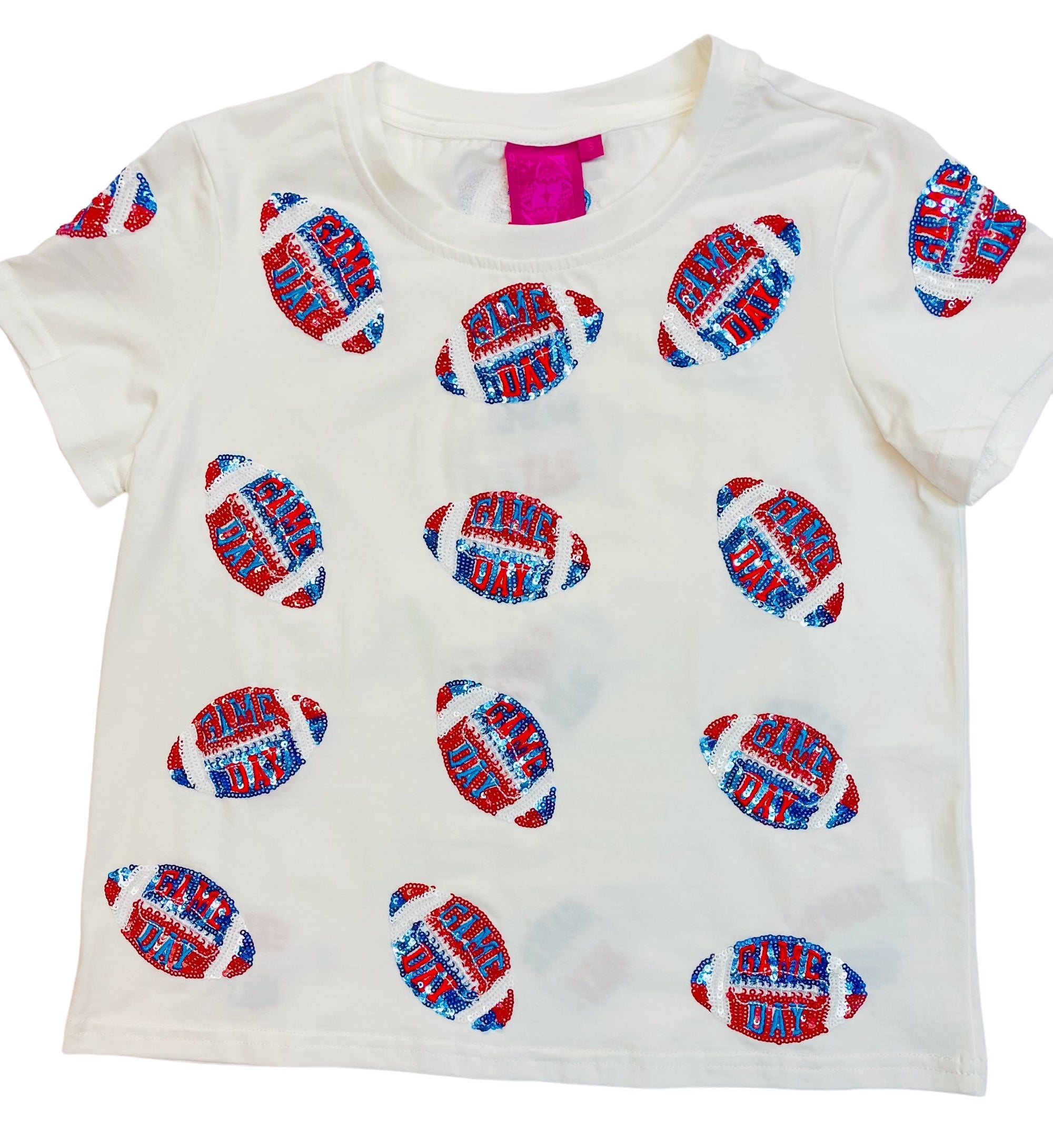 Queen Of Sparkles Kids Football Sequin Tee - Royal & Red - Everything But The PrincessQueen Of Sparkles