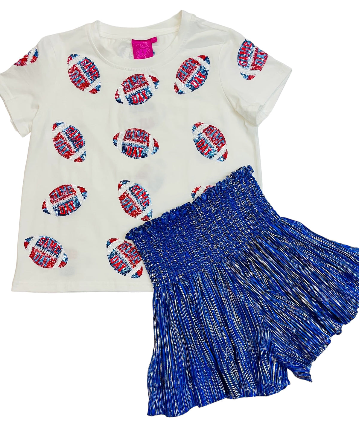 Queen Of Sparkles Kids Football Sequin Tee - Royal &amp; Red - Everything But The PrincessQueen Of Sparkles