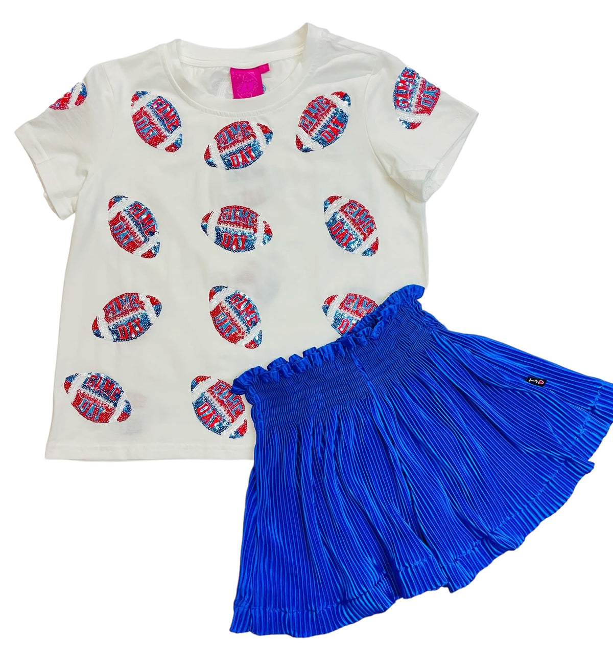 Queen Of Sparkles Kids Football Sequin Tee - Royal &amp; Red - Everything But The PrincessQueen Of Sparkles