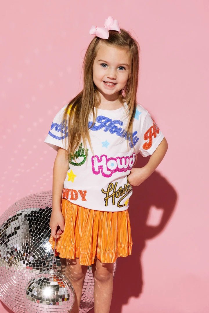 Queen Of Sparkles Kids Multi Howdy Sequin Tee - Everything But The PrincessQueen Of Sparkles