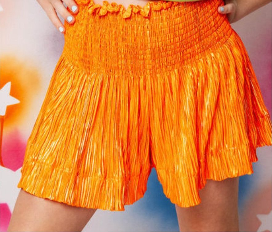 Queen Of Sparkles Kids Pleated Swing Shorts - Orange - Everything But The PrincessQueen Of Sparkles