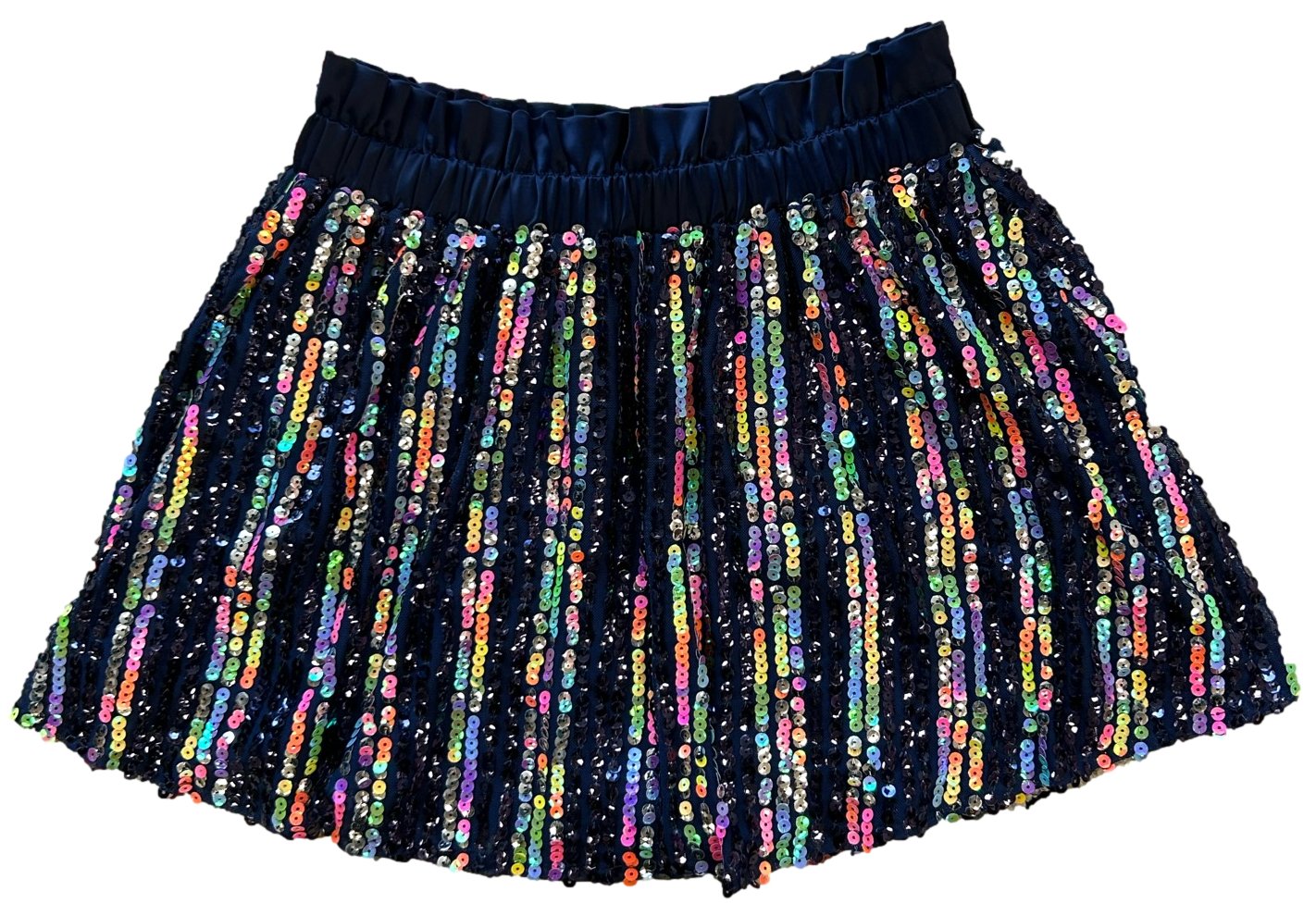 Queen Of Sparkles Kids Skirt *Built In Shorts* - Navy Sequin Stripe * Preorder * - Everything But The PrincessQueen Of Sparkles