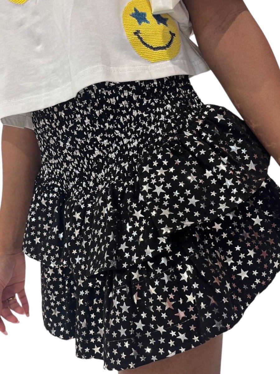 Queen Of Sparkles Kids Smocked Skort- Black &amp; Silver Star - Everything But The PrincessQueen Of Sparkles