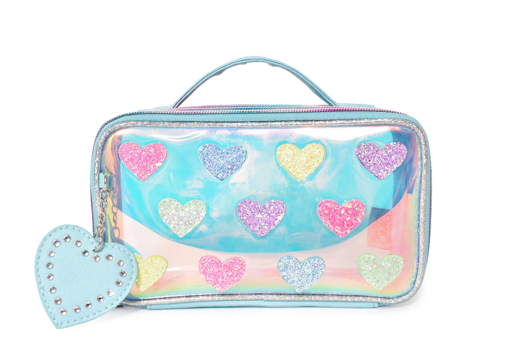 Heart- Patched Blue Rainbow Pouch