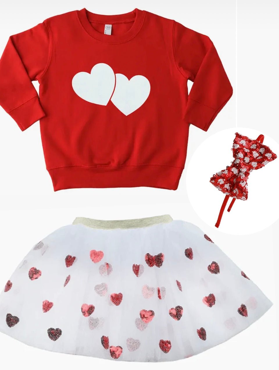 Red Double Heart Sweatshirt - Everything But The PrincessSparkle Sisters