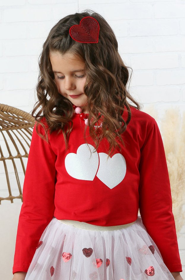 Red Long Sleeve Double Heart Tee - Everything But The PrincessSparkle Sisters