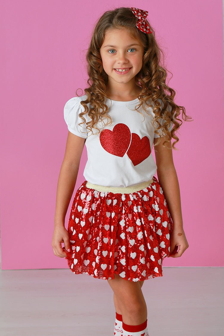 Red Sequin Heart Tutu Skirt - Everything But The PrincessSparkle Sisters