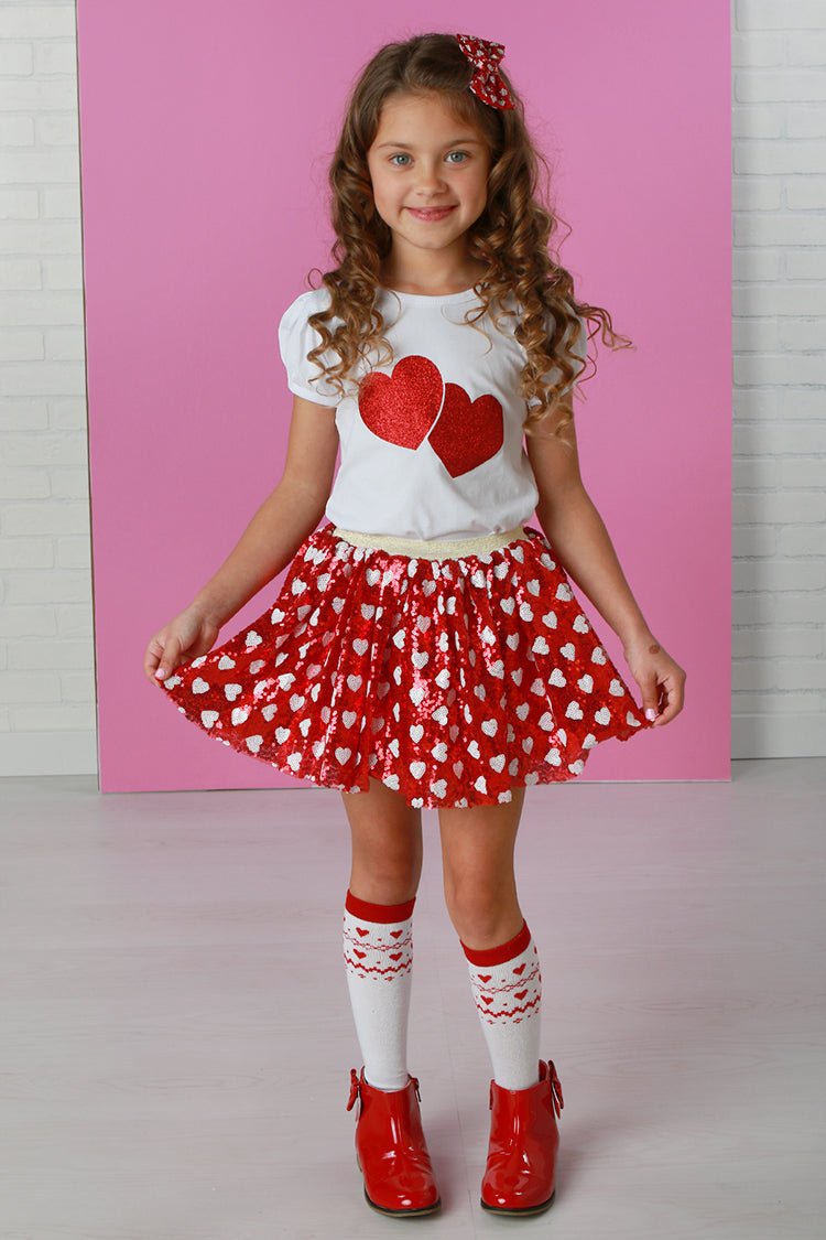 Red Sequin Heart Tutu Skirt - Everything But The PrincessSparkle Sisters