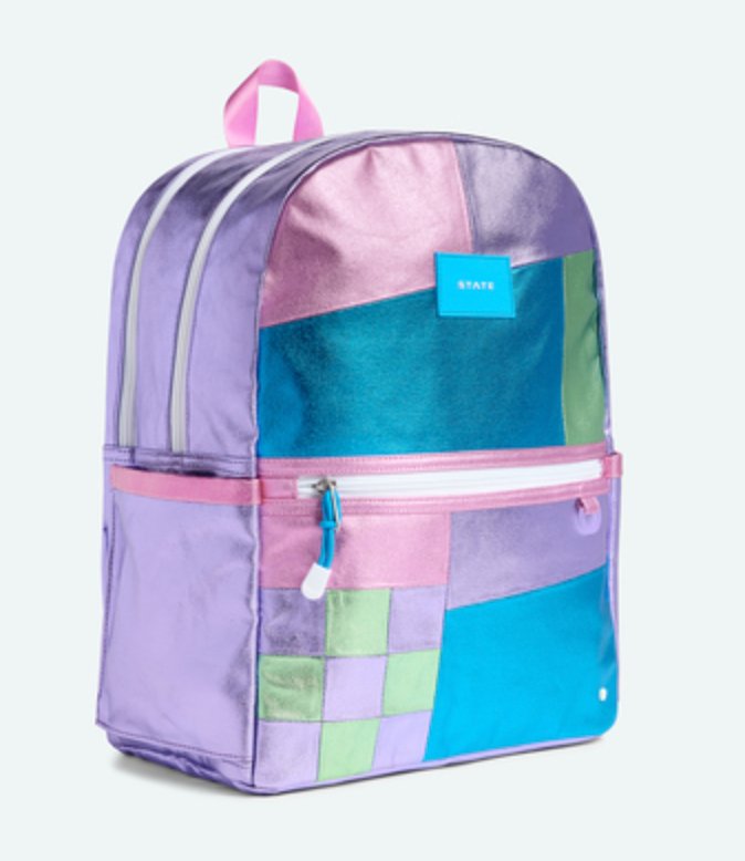 State Bags Kane Kids Double Pocket 16&quot; Backpack - Metallic Patchwork * Preorder* - Everything But The PrincessState Bags